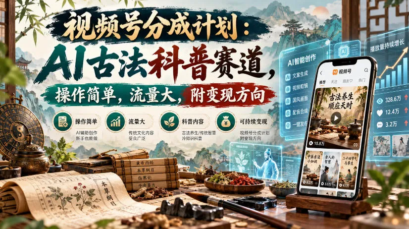 视频号分成计划：AI古法科普赛道，操作简单，流量大，附变现方向-706资源网