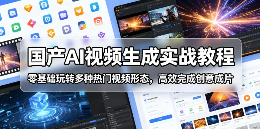 国产AI视频生成实战教程，零基础玩转多种热门视频形态，高效完成创意成片-706资源网