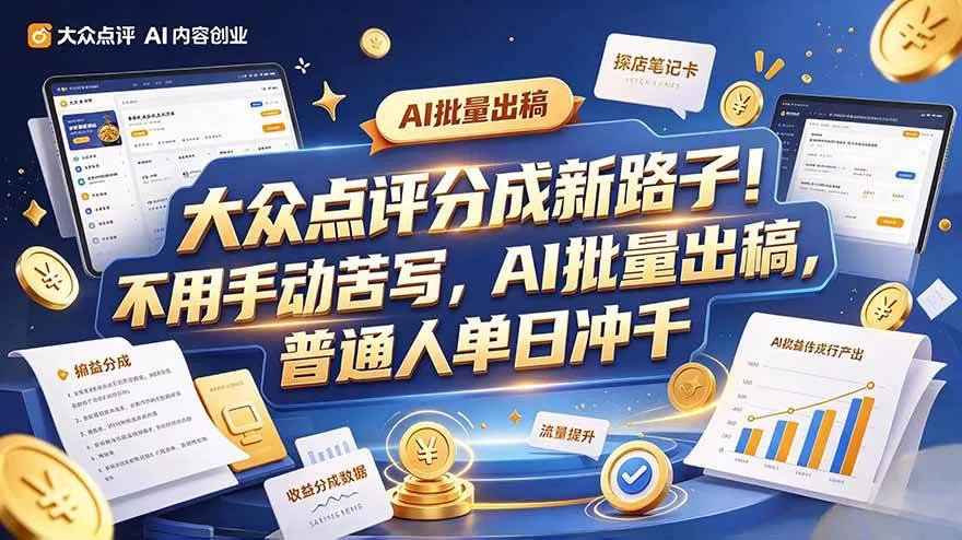 （20983期）大众点评副业新玩法，工具提效解放双手，批量做笔记，单日可破千-706资源网