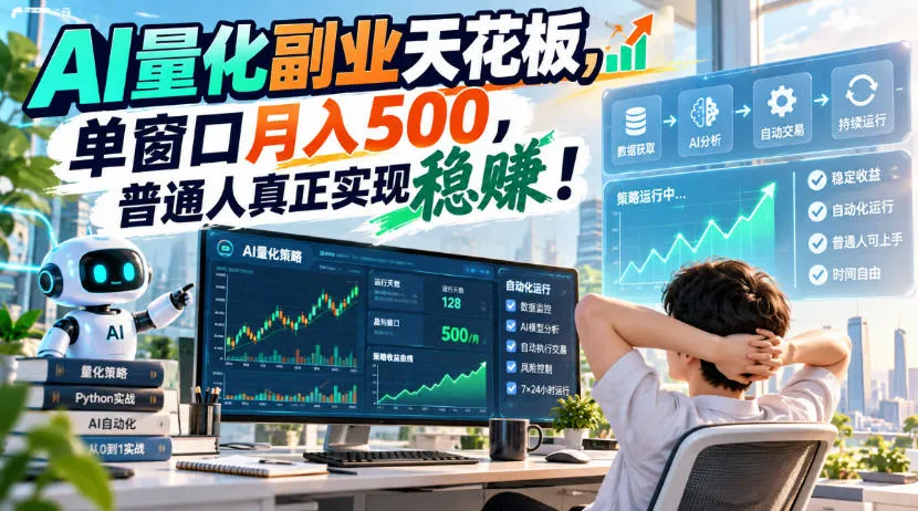 AI量化副业天花板,单窗口月入500,普通人真正实现稳賺!【揭秘】-706资源网