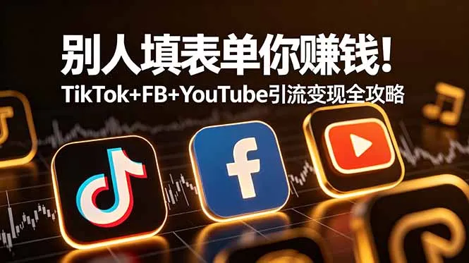 别人填表单你赚钱！TikTok+FB+YouTube 引流变现全攻略【原创双语字幕】-706资源网