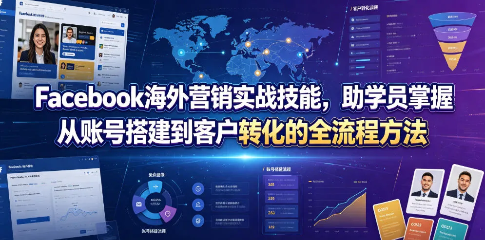 Facebook海外营销实战技能，助学员掌握从账号搭建到客户转化的全流程方法-706资源网