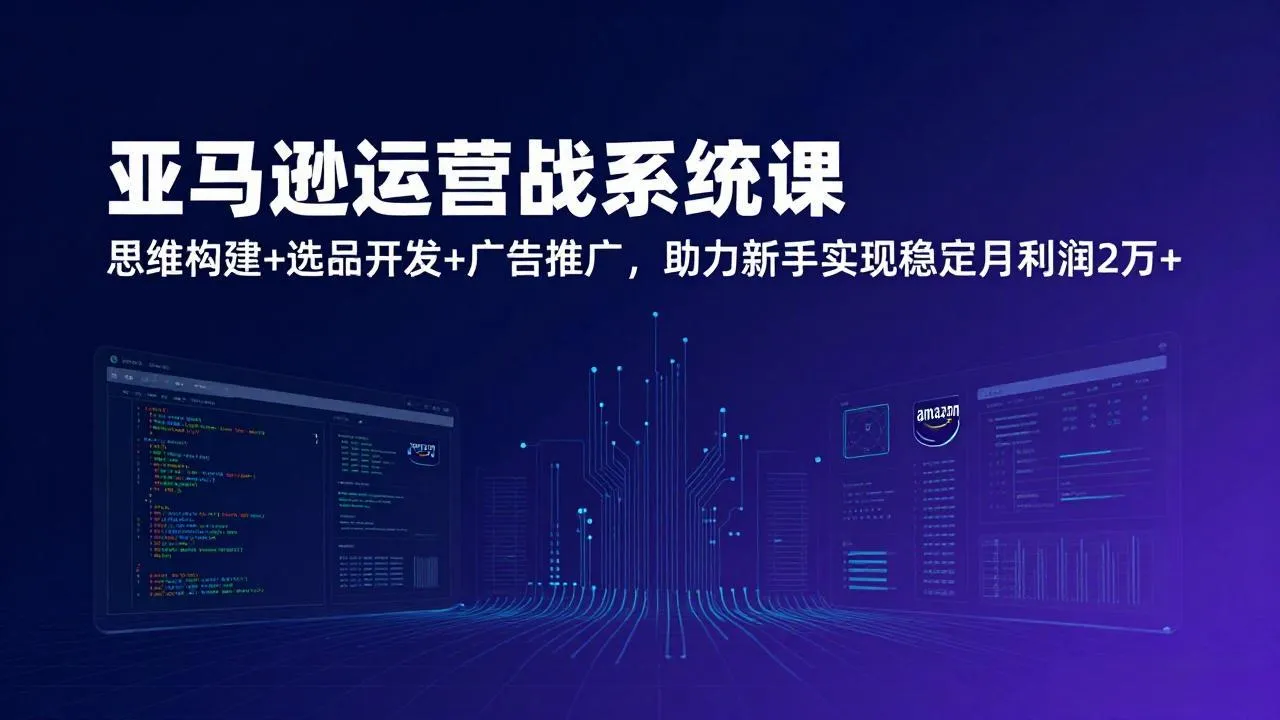 亚马逊运营实战系统课，思维构建+选品开发+广告推广，助力新手实现稳定月利润2万+(更新-706资源网