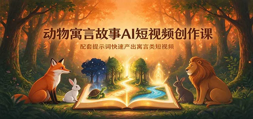 动物寓言故事AI短视频创作课:配套提示词快速产出寓言类短视频-706资源网