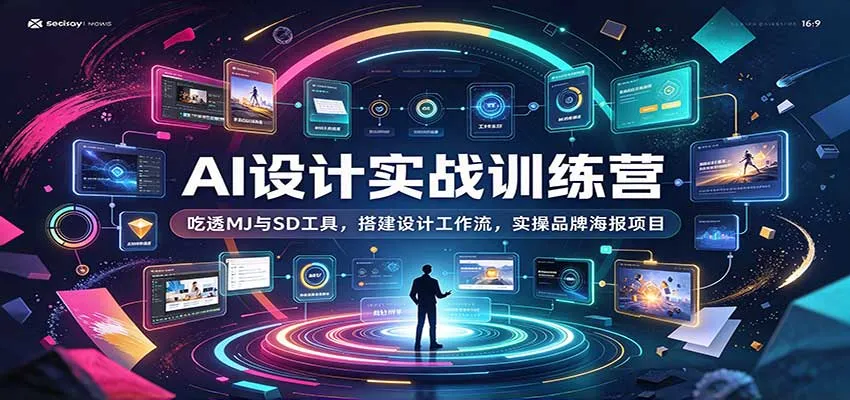 AI设计实战训练营:吃透MJ与SD工具,搭建设计工作流,实操品牌海报项目-706资源网