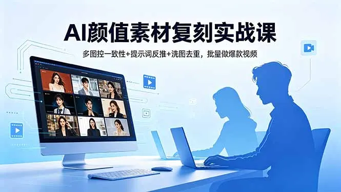 AI颜值素材复刻实战课，多图控一致性+提示词反推+洗图去重，批量做爆款视频-706资源网