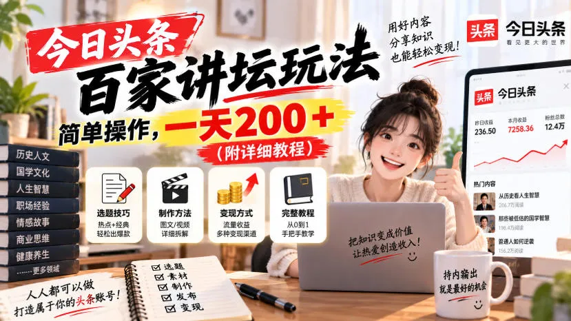 今日头条百家讲坛玩法，简单搬运，一天200+（附详细教程）-706资源网