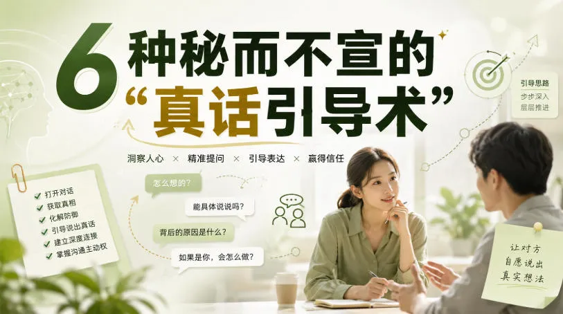 付费文章:6种秘而不宣的“真话引导术” 付费文章:6种秘而不宣的“真话引导术”