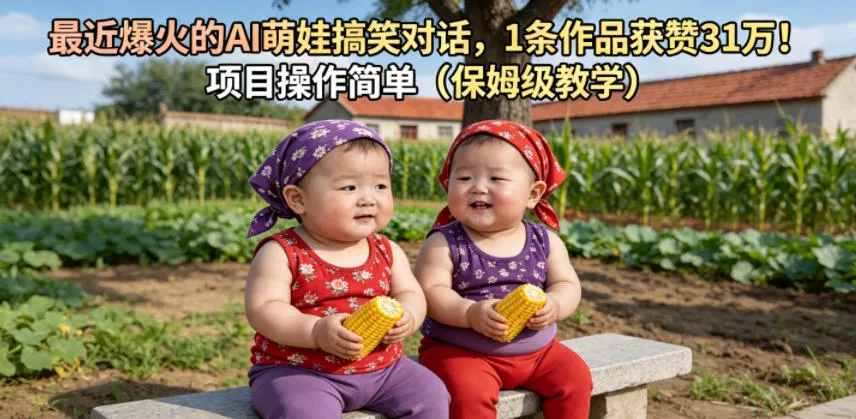 最近爆火的AI萌娃搞笑对话,1条作品获赞31W,项目操作简单(保姆级教学)