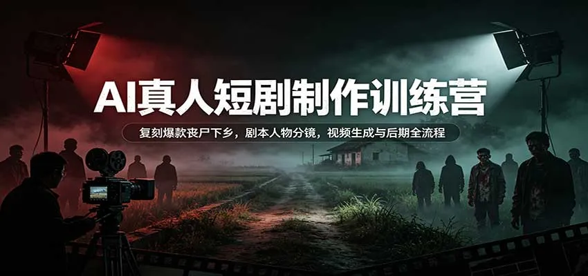 AI真人短剧制作训练营:复刻爆款丧尸下乡,剧本人物分镜,视频生成与后期全流程-706资源网