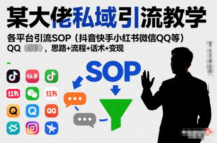 某大佬私域引流教学,各平台引流SOP(抖音快手小红书微信QQ等),思路+流程+话术+变现-706资源网