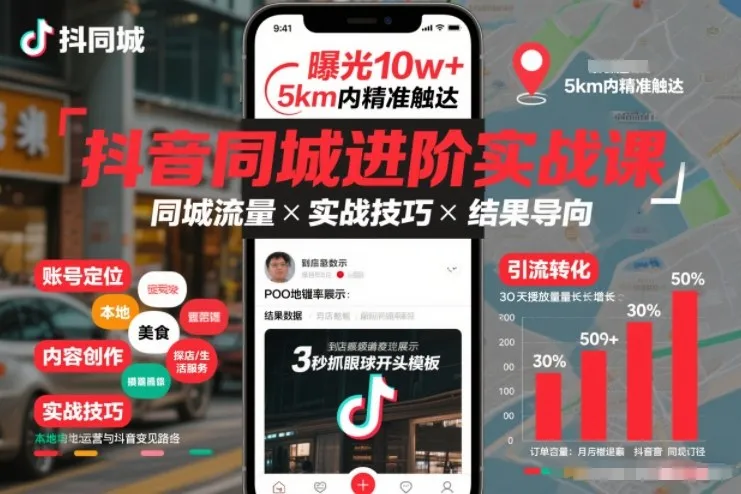 抖音同城进阶实战课，助你同城流量拿到结果-706资源网