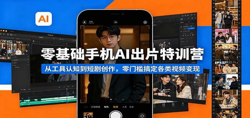 零基础手机AI出片特训营：从工具认知到短剧创作，零门槛搞定各类视频变现-706资源网