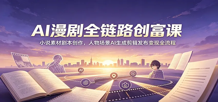 AI漫剧全链路创富课：小说素材剧本创作，人物场景AI生成剪辑发布变现全流程-706资源网