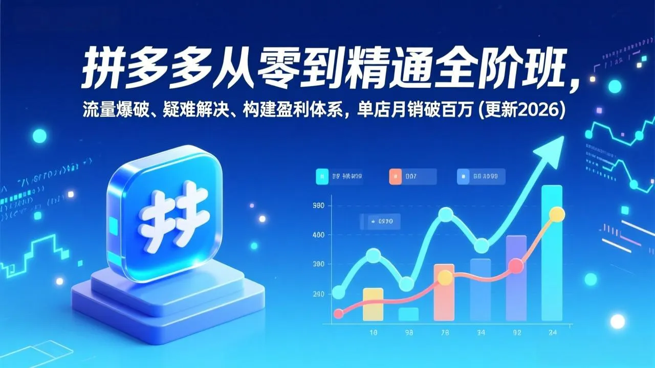 拼多多从零到精通全阶班，流量爆破、疑难解决，构建盈利体系，单店月销破百万(更新2026-706资源网