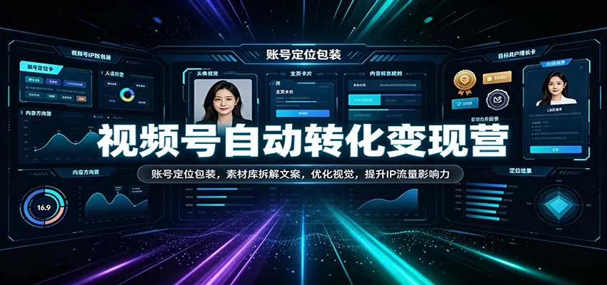 视频号自动转化变现营：账号定位包装，素材库拆解文案，优化视觉，提升IP流量影响力-706资源网