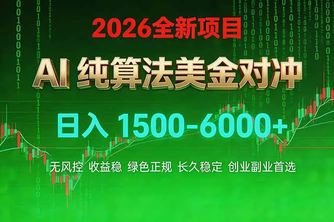 2026 全新美金对冲项目，不套平台赠金，不封号，纯算法对冲，日入 1500-6000+-706资源网