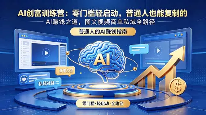 AI创富训练营:零门槛轻启动,普通人也能复制的AI赚钱之道,图文视频商单私域全路径-706资源网