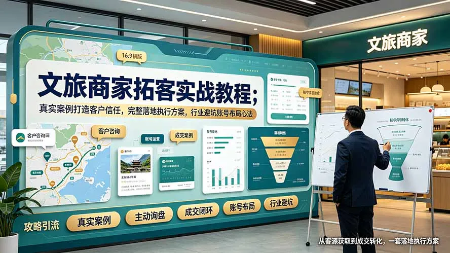 文旅商家拓客实战教程；真实案例打造客户信任，完整落地执行方案，行业避坑账号布局心法-706资源网