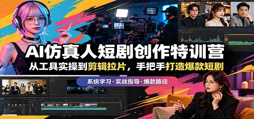 AI仿真人短剧创作特训营：从工具实操到剪辑拉片，手把手打造爆款短剧-706资源网