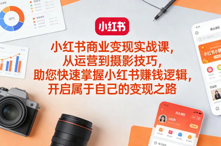 小红书商业变现实战课，从运营到摄影技巧，助您快速掌握小红书賺钱逻辑，开启属于自己的变现之路-706资源网