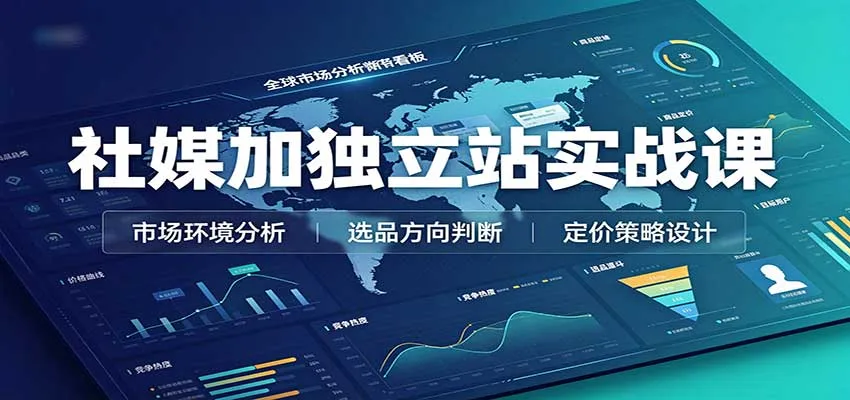 社媒加独立站实战课：市场环境选品定价，社媒运营建站，私域网红营销教学-706资源网