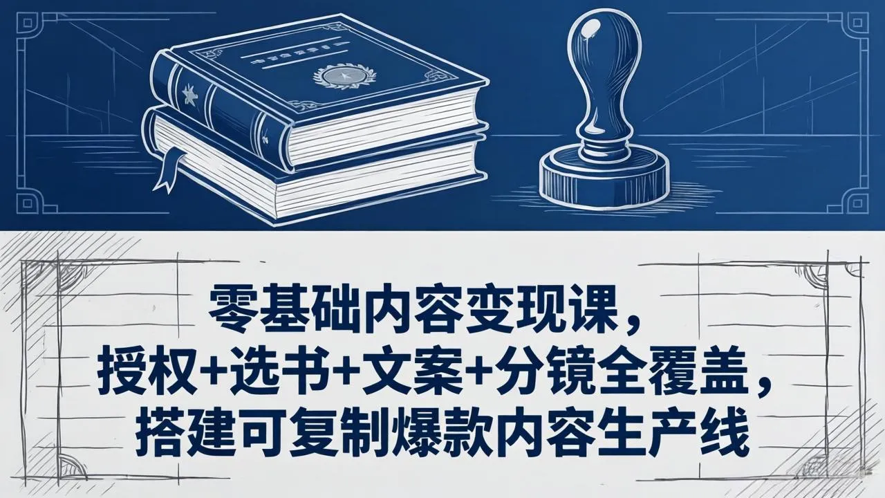 零基础内容变现课，授权+选书+文案+分镜全覆盖，搭建可复制爆款内容生产线-706资源网
