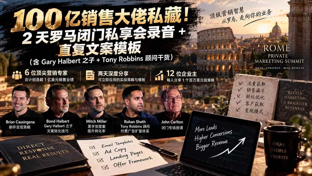 (20593期)100亿销售大佬私藏-无水印!2天罗马闭门私享会录音+直复文案模板【原创双语字幕】-706资源网