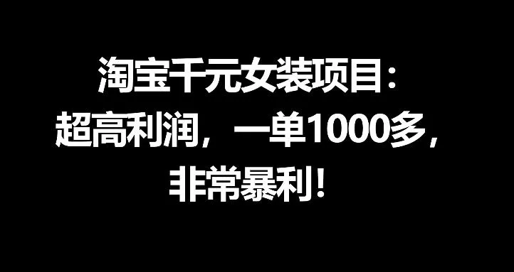 淘宝千元女装项目：超高利润，一单1000多，非常暴利-706资源网