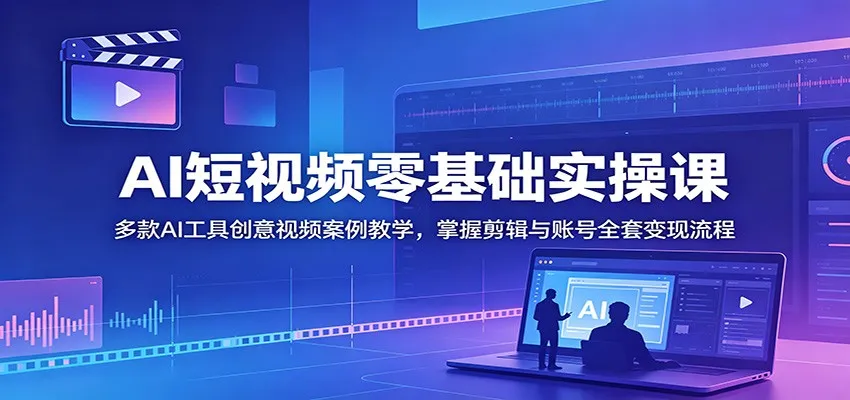 AI短视频零基础实操课:多款AI工具创意视频案例教学,掌握剪辑与账号全套变现流程-706资源网