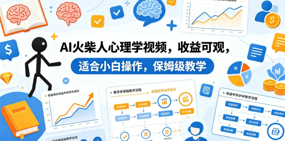 AI火柴人心理学视频，收益可观，适合小白操作，保姆级教学-706资源网