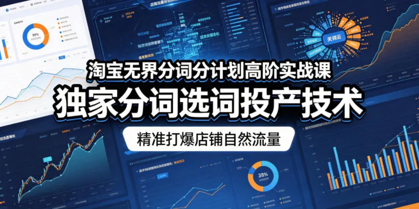 淘宝无界分词分计划高阶实战课，独家分词选词投产技术，精准打爆店铺自然流量-706资源网