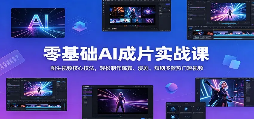 零基础AI成片实战课：图生视频核心技法，轻松制作跳舞、漫剧、短剧多款热门短视频-706资源网