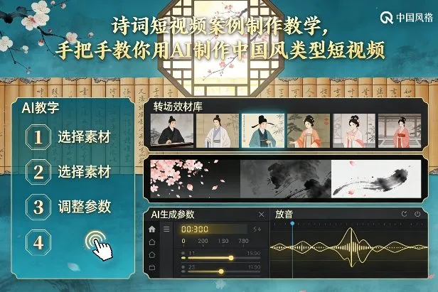 古诗词短视频案例制作教学，手把手教你用AI制作中国风类型短视频-706资源网
