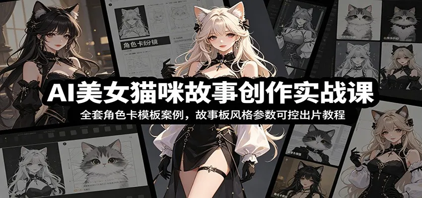 AI美女猫咪故事创作实战课：全套角色卡模板案例，故事板风格参数可控出片教程-706资源网