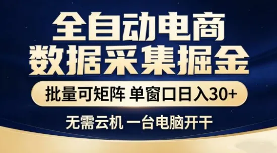 独家电商数据全自动采集项目，批量可矩阵，单窗口轻松日入3张+【揭秘】-706资源网