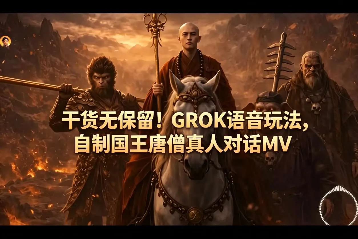 干货无保留！GROK语音玩法，自制国王唐僧真人对话MV-706资源网
