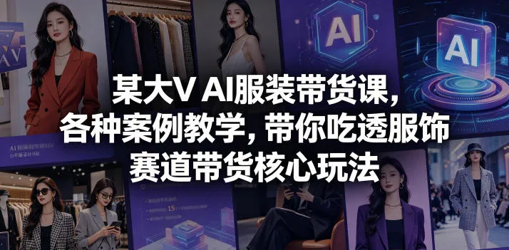 某大V AI服装带货课，各种案例教学，带你吃透服饰赛道带货核心玩法-706资源网