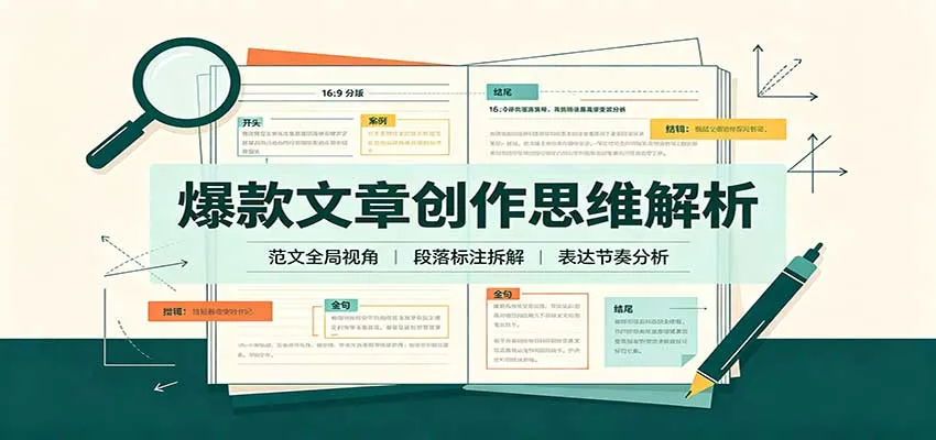 爆款文章创作思维解析:全局视角拆解范文,梳理行文逻辑,搭配真实拆文实操案例-706资源网