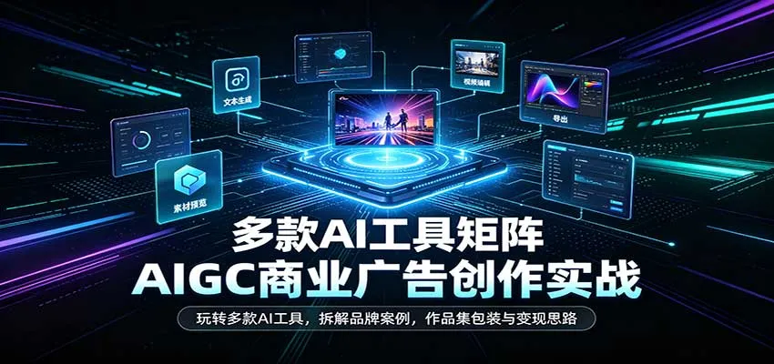 AIGC商业广告创作实战：玩转多款AI工具，拆解品牌案例，作品集包装与变现思路-706资源网