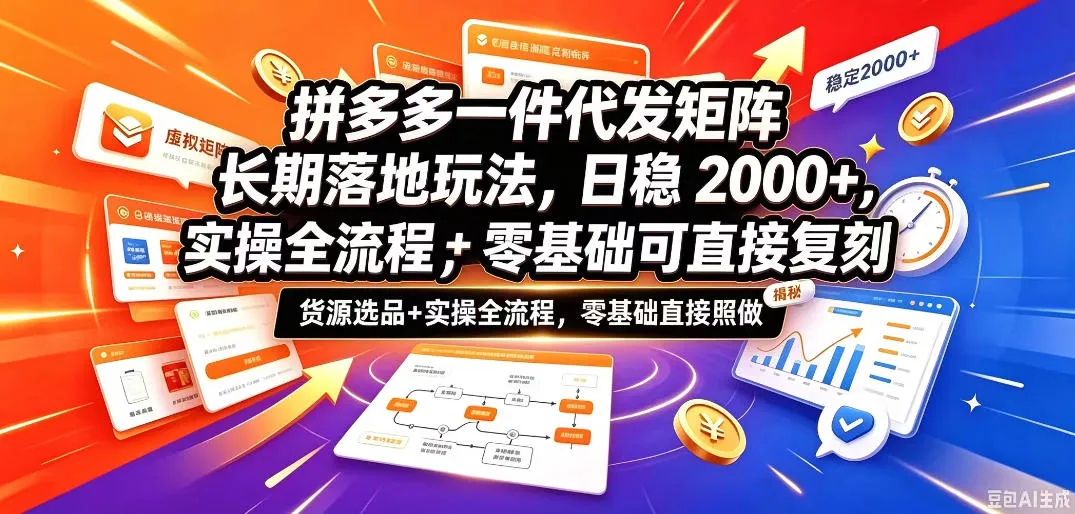 拼多多一件代发矩阵长期落地玩法，日稳入2k+，选品货源+实操全流程，零基础可直接复刻【拆解】-706资源网