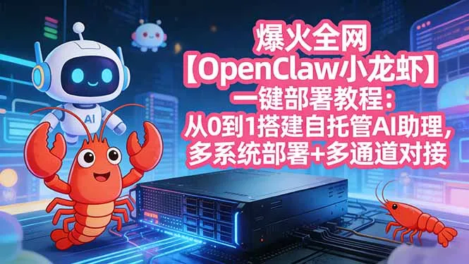 爆火全网【OpenClaw 小龙虾】一键部署教程：从0到1搭建自托管AI助理，多系统部署+多通道对接-706资源网