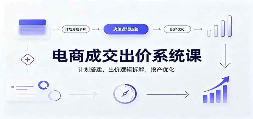 电商成交出价系统课：计划搭建，出价逻辑拆解，投产优化-706资源网