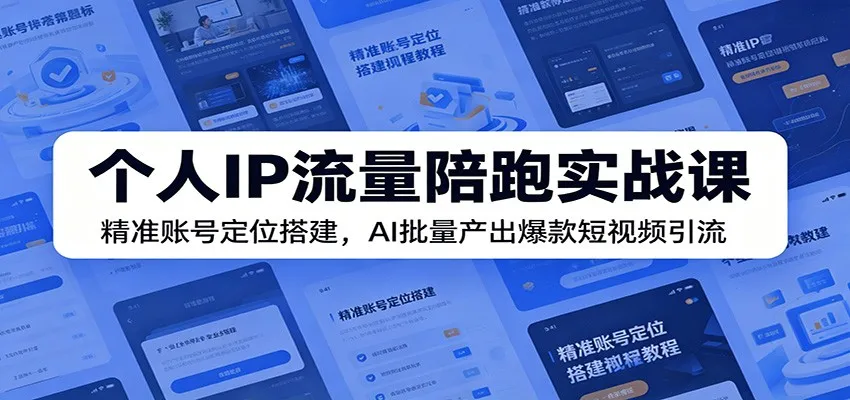 个人IP流量陪跑实战课：精准账号定位搭建，AI批量产出爆款短视频引流-706资源网