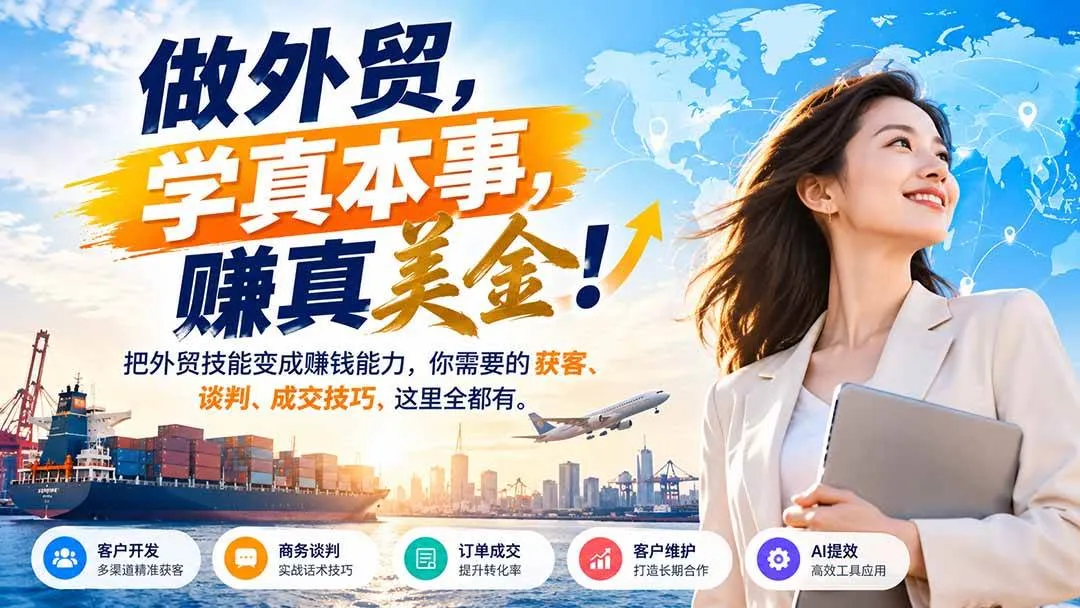 （21106期）做外贸，学真本事，赚真美金！把外贸技能变成赚钱能力，你需要的获客、谈判、成交技巧，这里全都有-706资源网