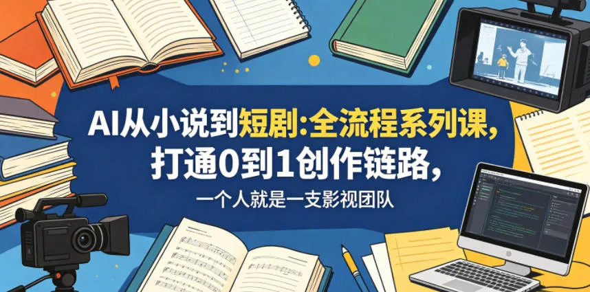 AI从小说到短剧全流程系列课，打通0到1创作链路，一个人就是一支影视团队-706资源网