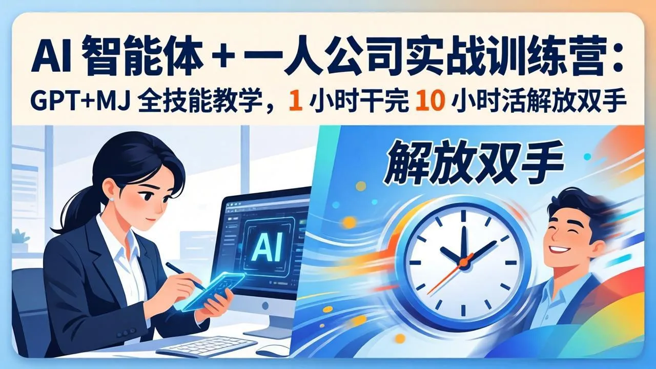 AI 智能体 + 一人公司实战训练营：GPT+MJ 全技能教学，1 小时干完 10 小时活解放双手-706资源网