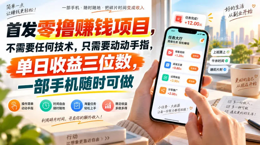 首发零撸賺钱项目，不需要任何技术，只需要动动手指，单日收益三位数，一部手机随时可做【揭秘】-706资源网