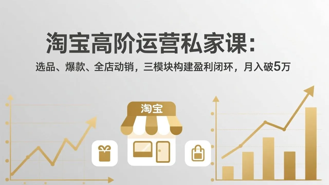 淘宝高阶运营私家课：选品、爆款、全店动销，三模块构建盈利闭环，月入破5万(更新26年2月-706资源网