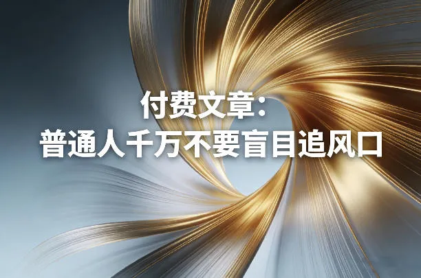 付费文章：普通人千万不要盲目追风口-706资源网